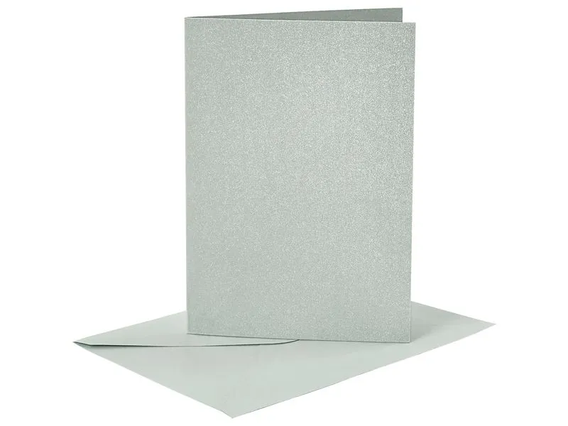 Creativ Company Briefkarte und -umschlag Perlmutt Silber 10.5 x 15 cm