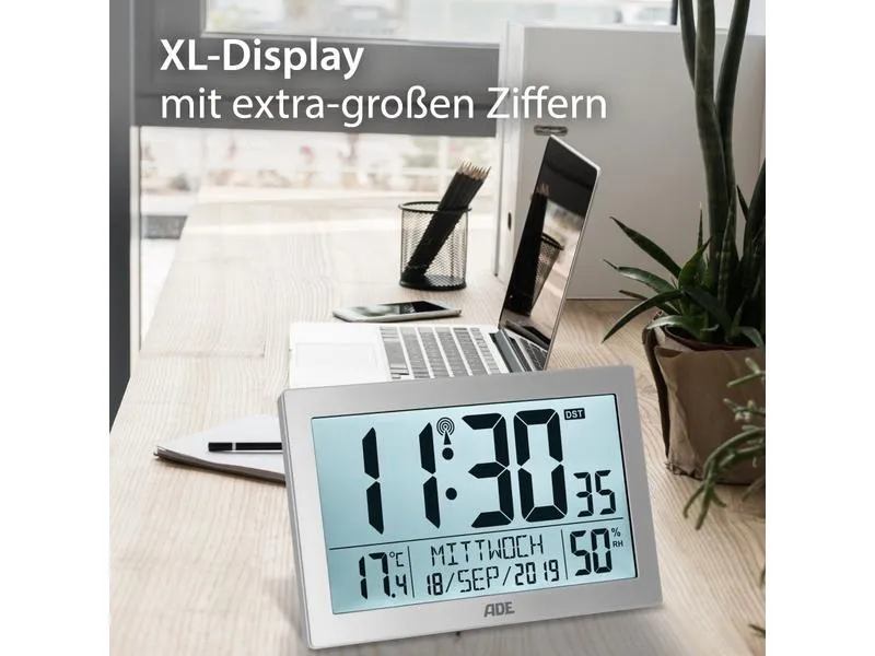ADE Funk-Wanduhr XL, Silber ADE Funk-Wanduhr XL, Silber