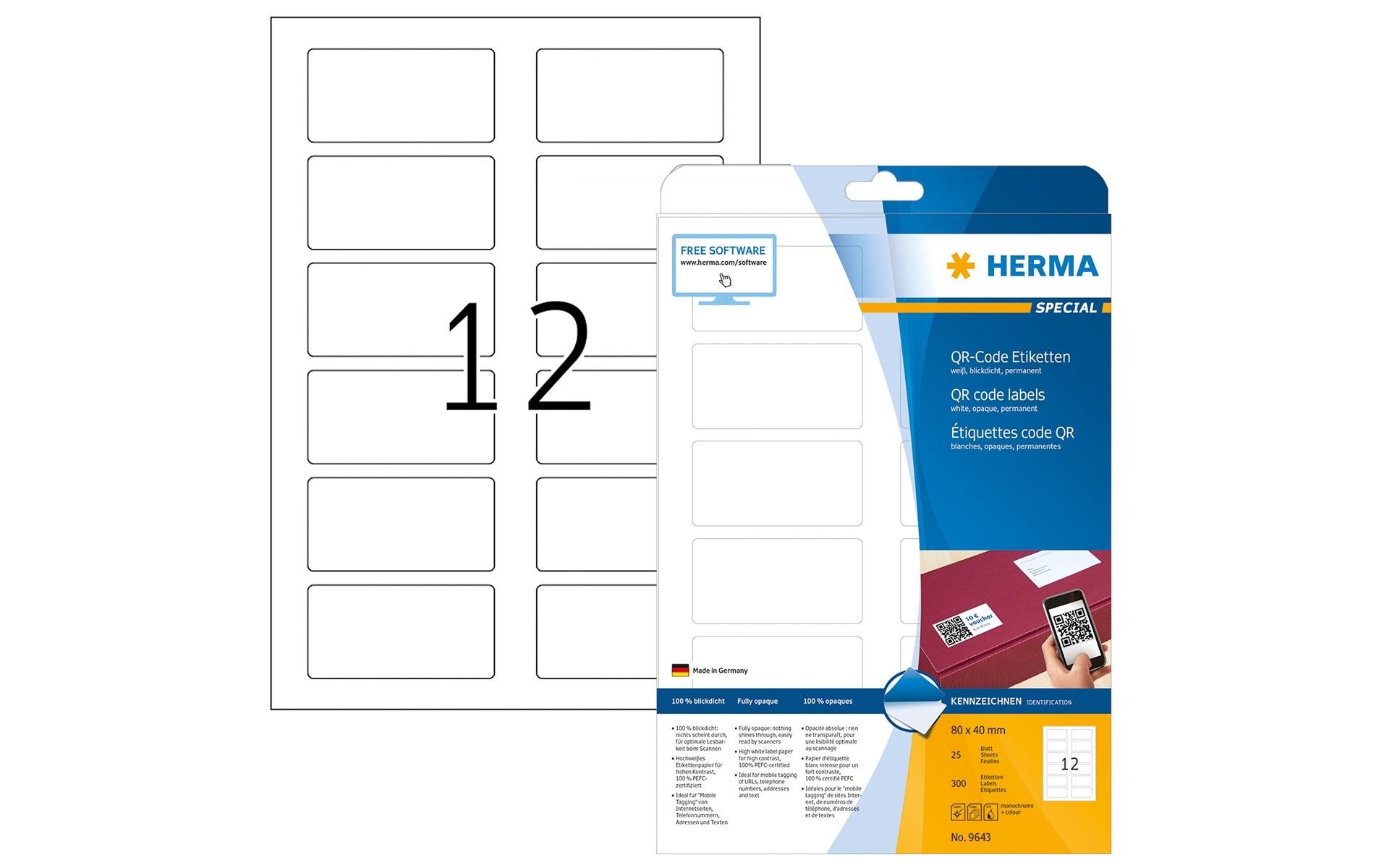 HERMA Universal-Etiketten QR-Code 9643 80 x 40 mm