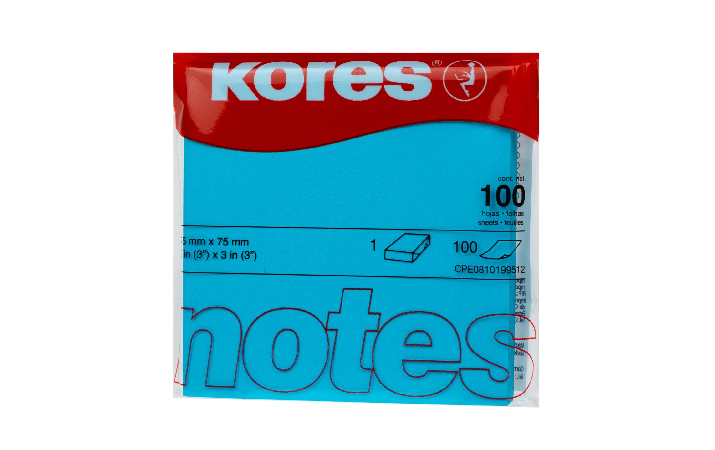 Kores Notizzettel 7.5 x 7.5 cm, Neonblau
