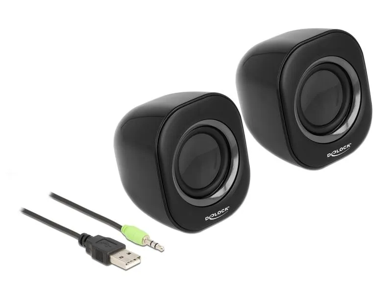 Delock PC-Lautsprecher Mini Stereo 3.5 mm Klinke, USB-Strom Delock PC-Lautsprecher Mini Stereo 3.5 mm Klinke, USB-Strom