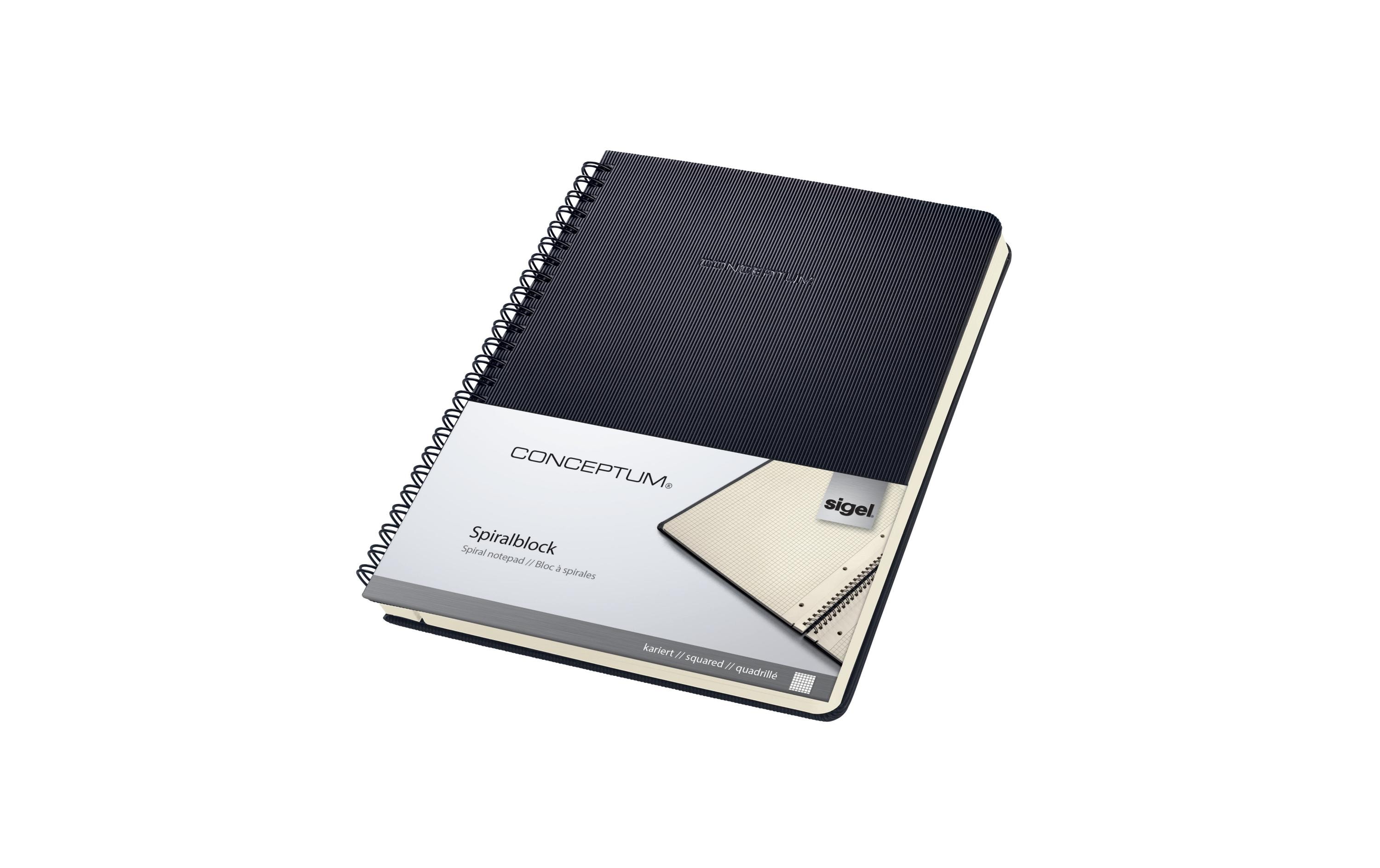 Sigel Spiralblock A5 160 Blatt, Kariert, Schwarz