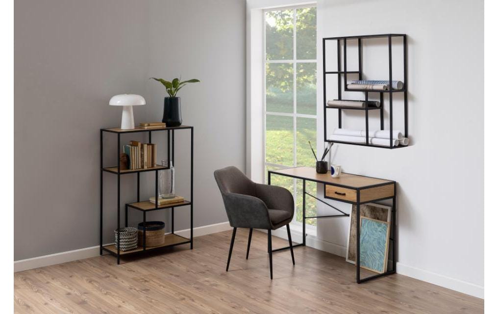AC Design Wandregal Seaford 75 x 20 x 91 cm, Nature/Schwarz