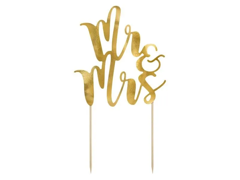 Partydeco Kuchen-Topper Mr & Mrs 25.5 cm, 1 Stück, Gold Partydeco Kuchen-Topper Mr & Mrs 25.5 cm, 1 Stück, Gold