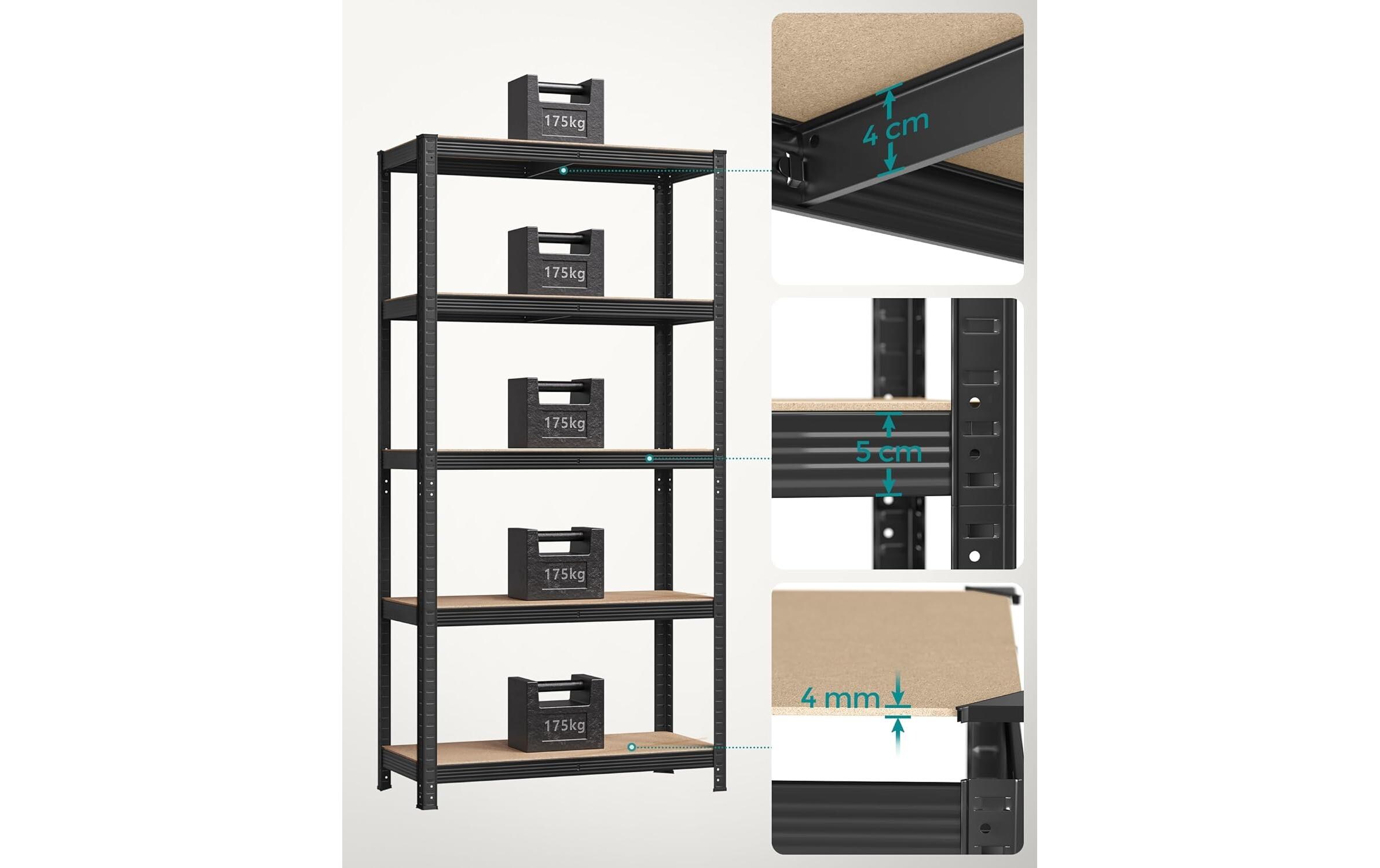 Songmics Regal 5 Ablagen Schwarz