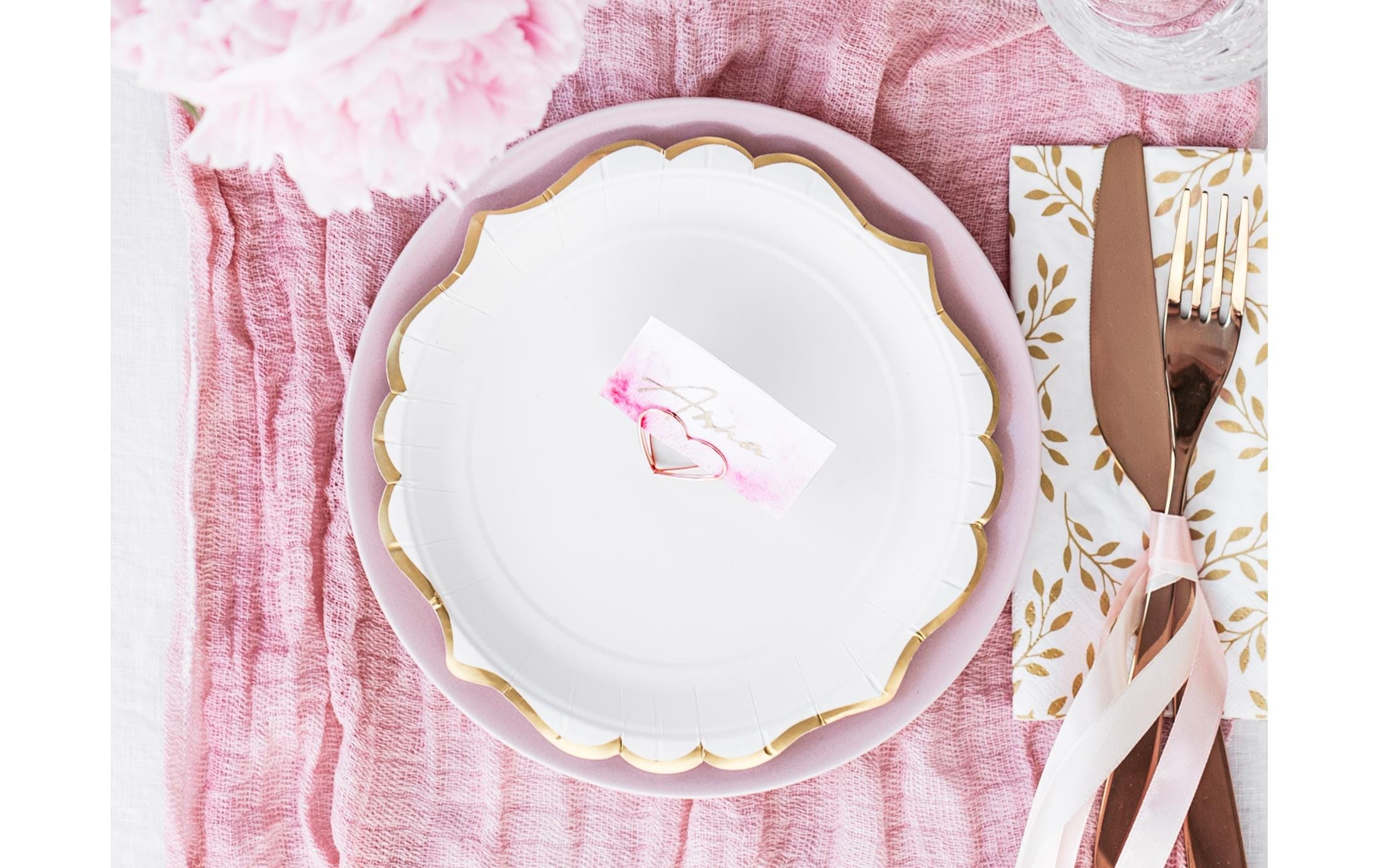 Partydeco Einwegteller mit Goldrand 18.5 cm, 6 Stück, Weiss