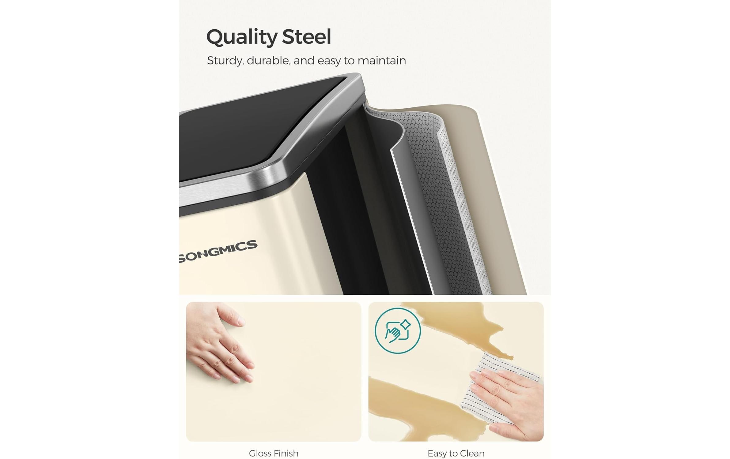 Songmics Abfalleimer 30 l, Schwarz