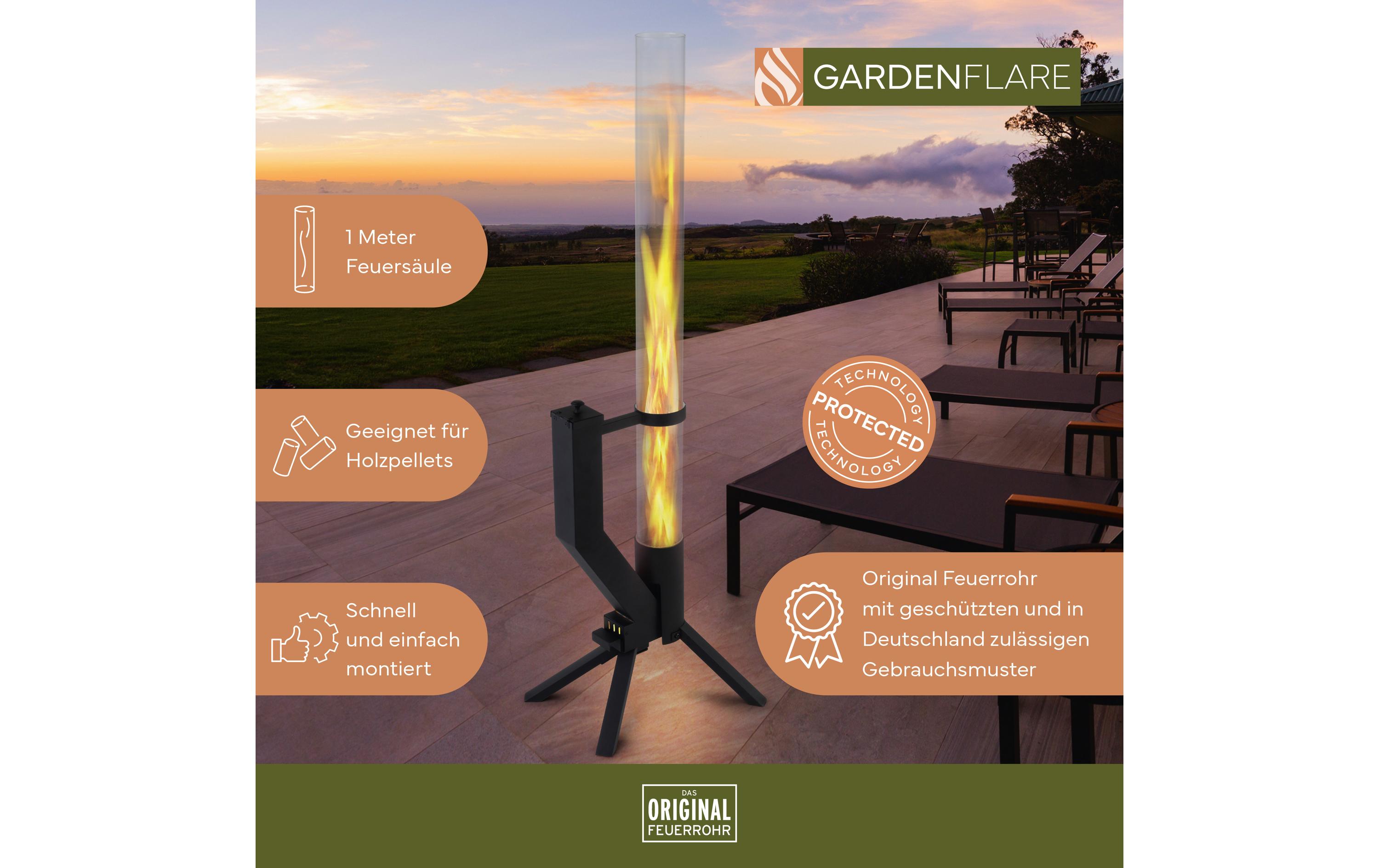 Gardenflare Klassik Feuerrohr Schwarz