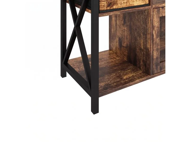 relaxdays TV Lowboard 180 x 40 cm, Braun/Schwarz relaxdays TV Lowboard 180 x 40 cm, Braun/Schwarz