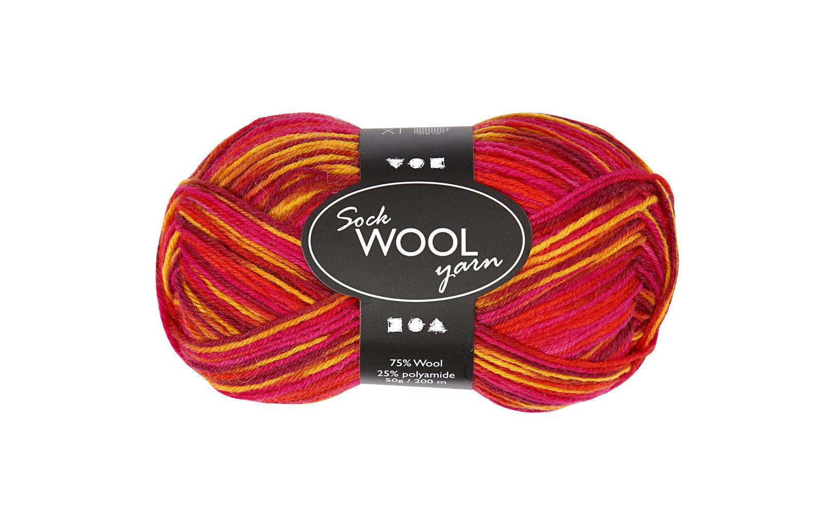 Creativ Company Wolle 50 g für Socken, Rot/Orange