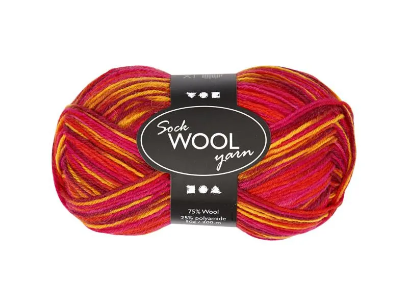 Creativ Company Wolle 50 g für Socken, Rot/Orange