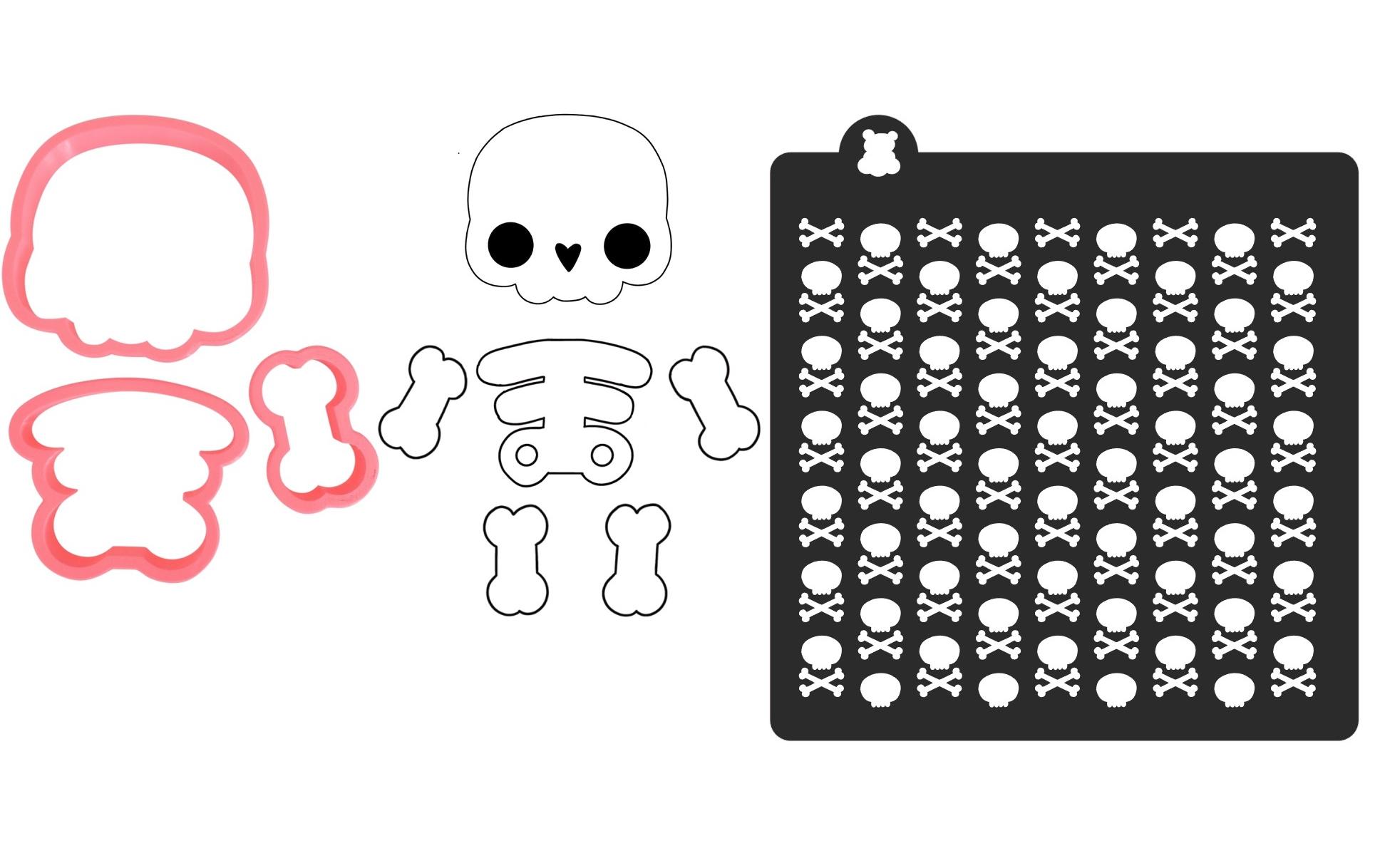 Cut my Cookies Guetzli-Ausstecher Halloweenserie Skelet und Folie 4-teilig