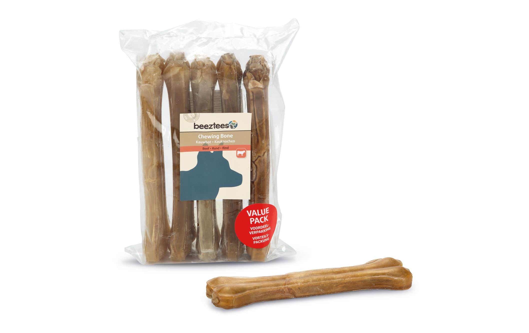 Beeztees Kauknochen Rinderhaut, 21 cm, 5 Stk.