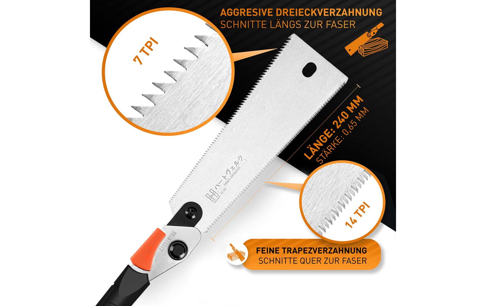 Hardtwerk Sägeblatt für Japansäge Hanzo 240 mm