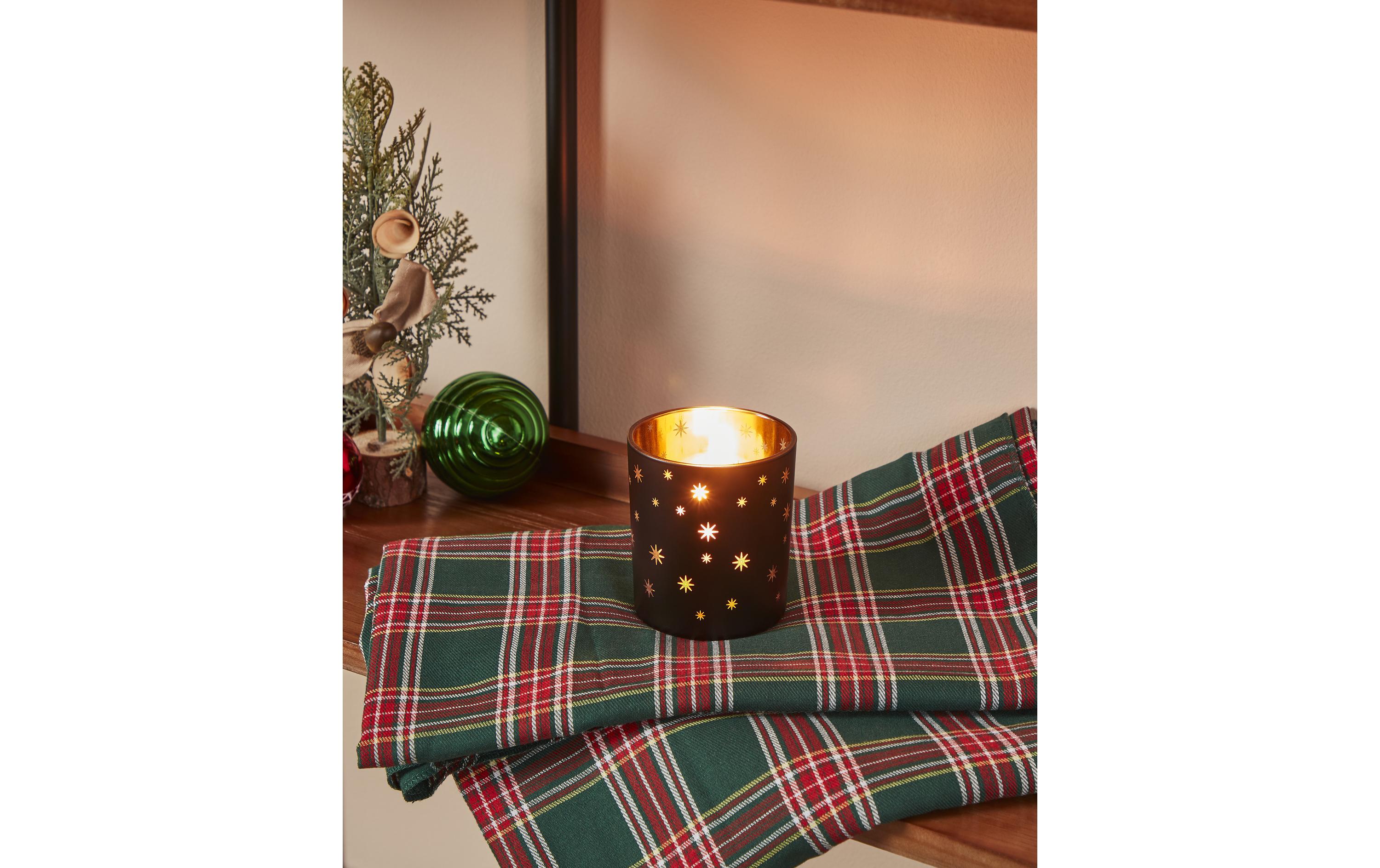 EGLO Teelichthalter Lukut 12.5 cm Gold/Schwarz, Glas