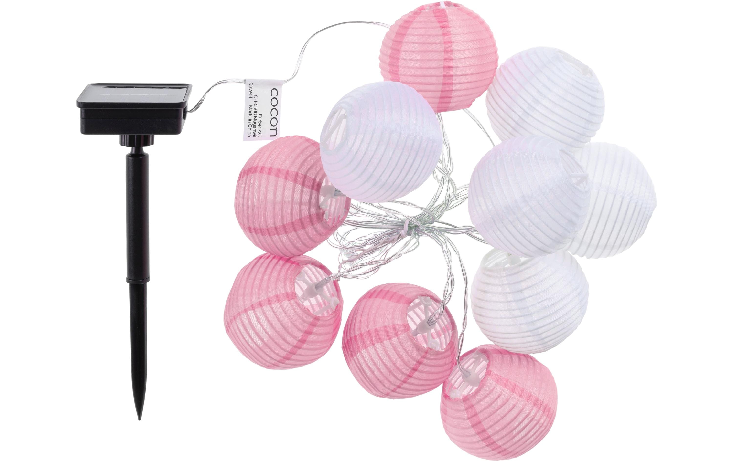 COCON Lichterkette LED Solar, Pink/Weiss, 3.7 m
