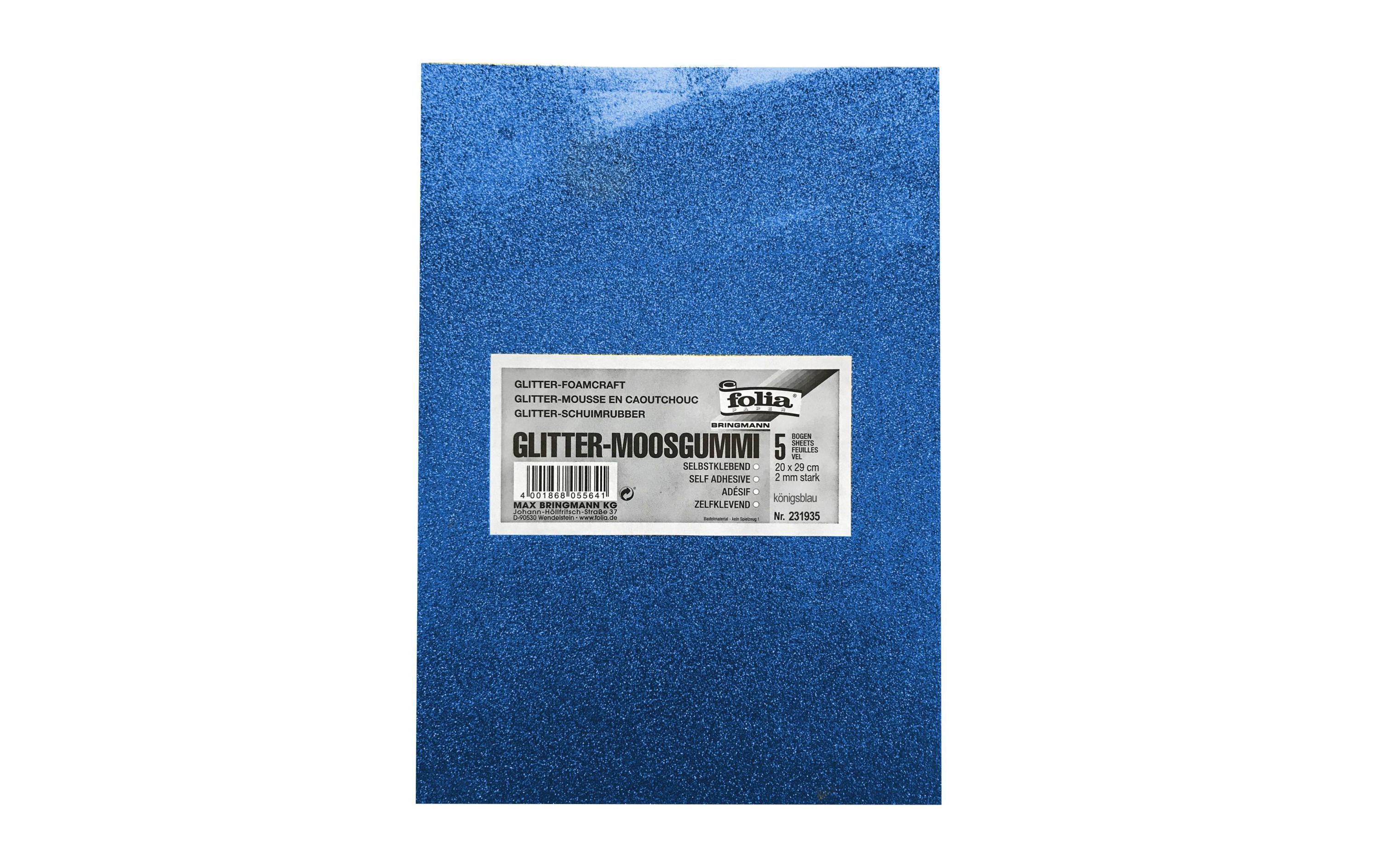 Folia Moosgummi-Set Glitter 5 Stück, Blau