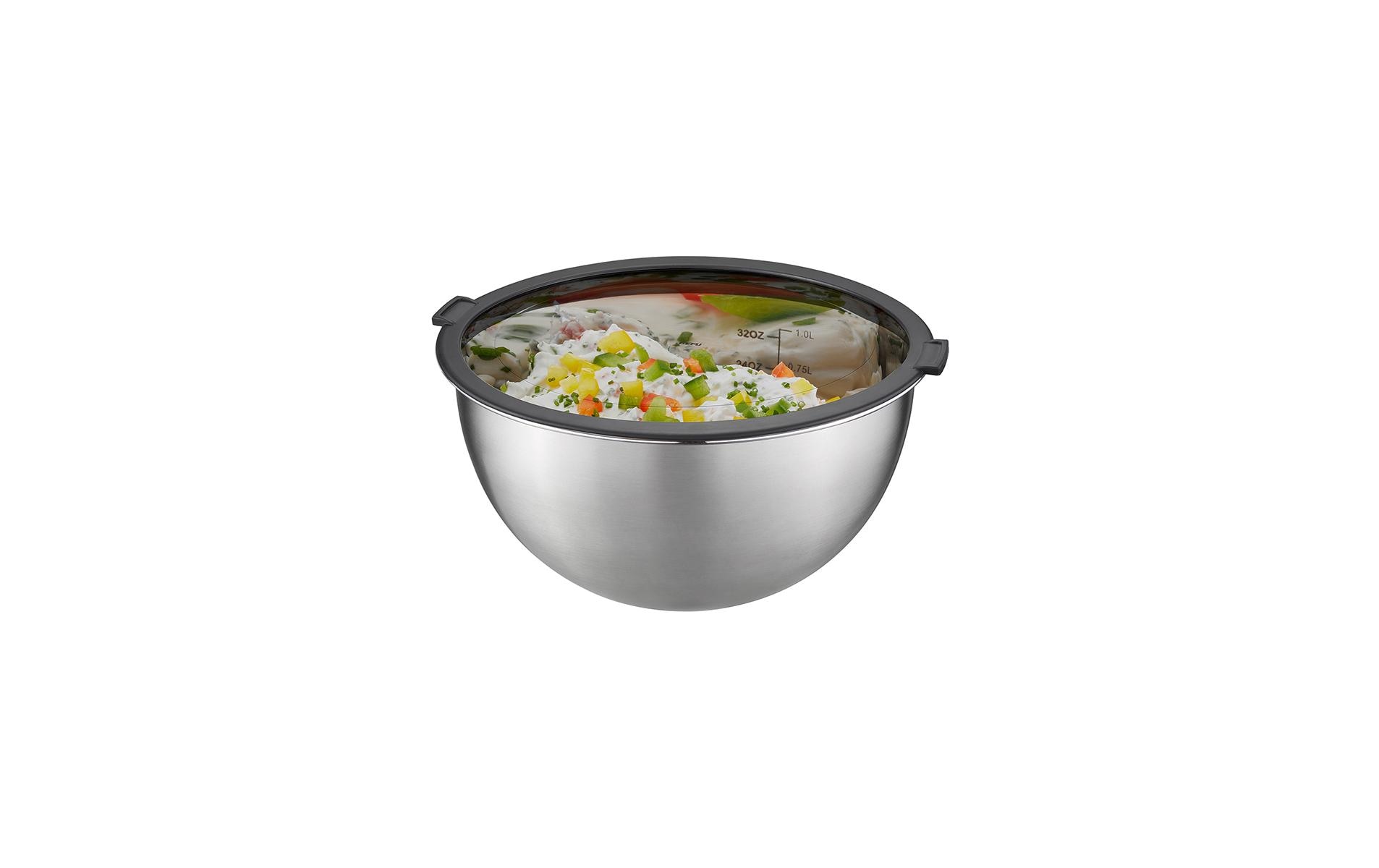 GEFU Rührschüssel-Set Mondi 1 l/2.5 l/4.5 l, Schwarz/Silber