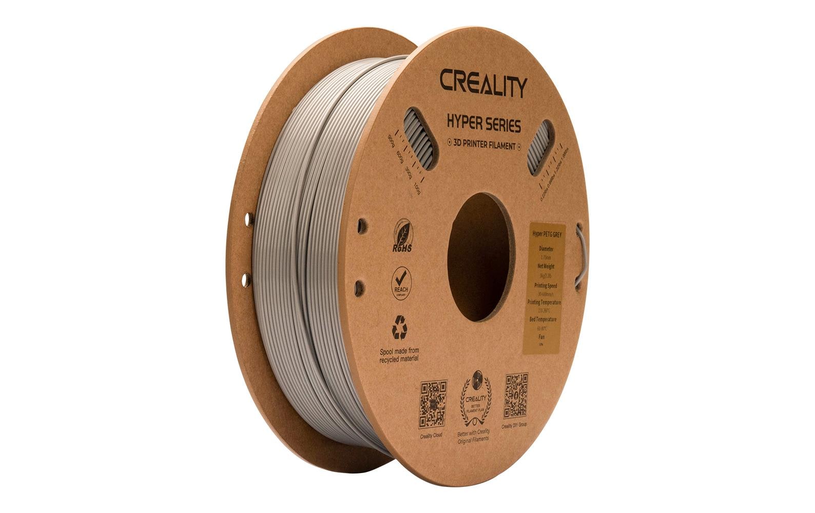 Creality Filament PETG Hyper Grau, 1.75 mm, 1 kg Creality Filament PETG Hyper Grau, 1.75 mm, 1 kg