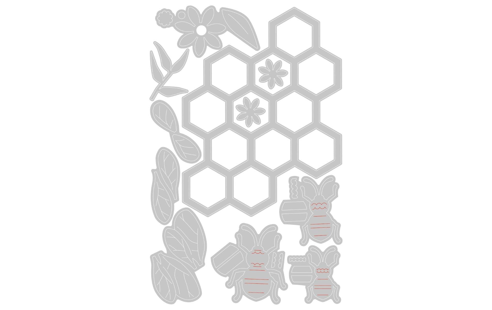 Sizzix Stanzschablone Bienenstock, diverse Formen , Blatt Sizzix Stanzschablone Bienenstock, diverse Formen , Blatt