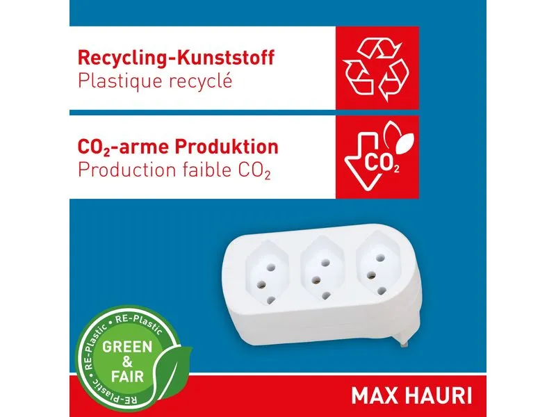 Max Hauri Abzweigstecker ADAPT 3x Typ 13, drehbar Green+Fair 3 Max Hauri Abzweigstecker ADAPT 3x Typ 13, drehbar Green+Fair 3