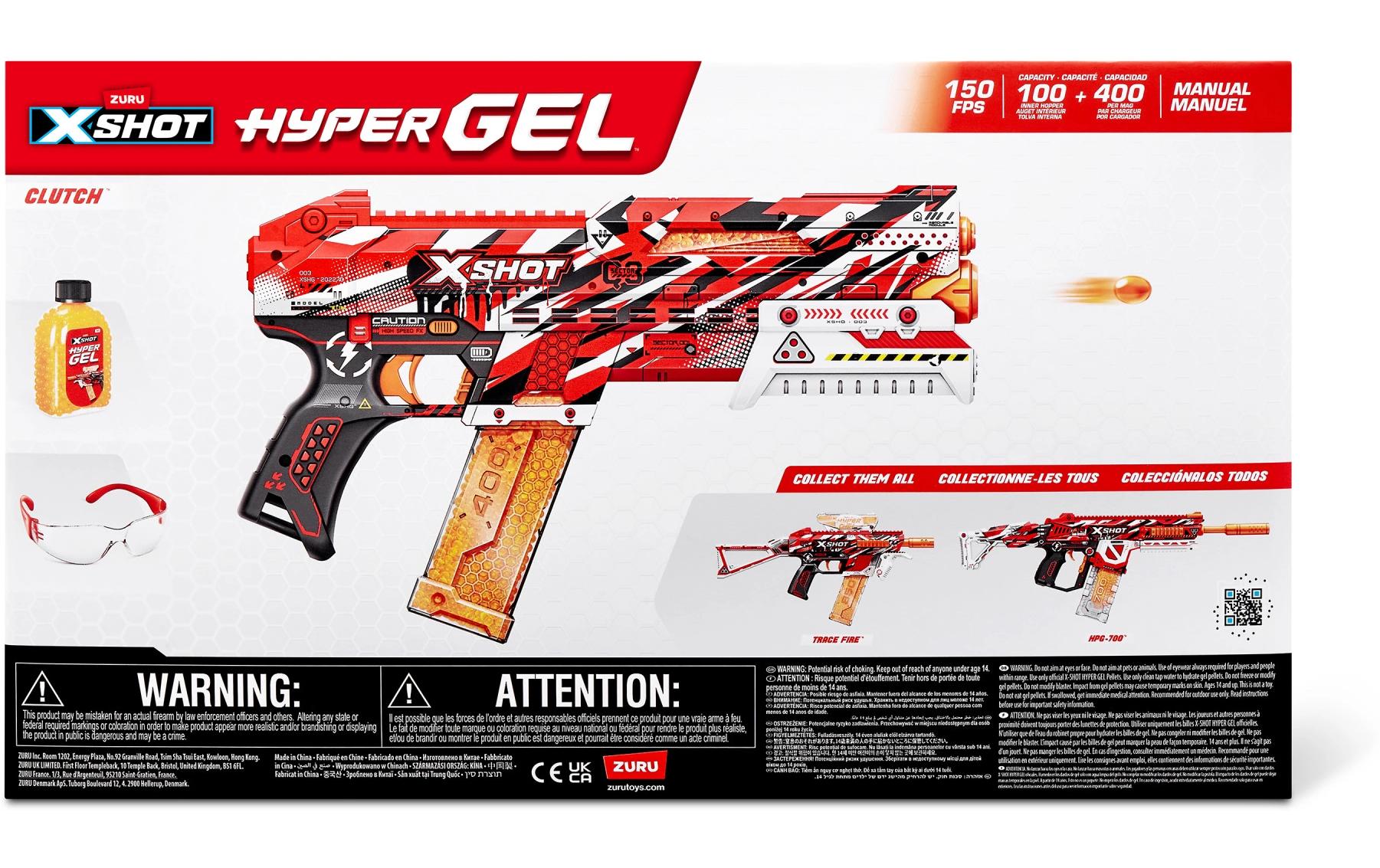 X-Shot Hyper Gel Clutch Blaster mit Gel-Kugeln – EN71 Series 1