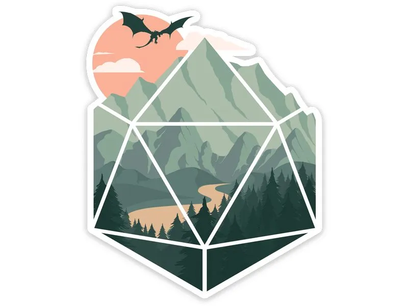 Glass Staff A D20 Scene Sticker Grün Glass Staff A D20 Scene Sticker Grün
