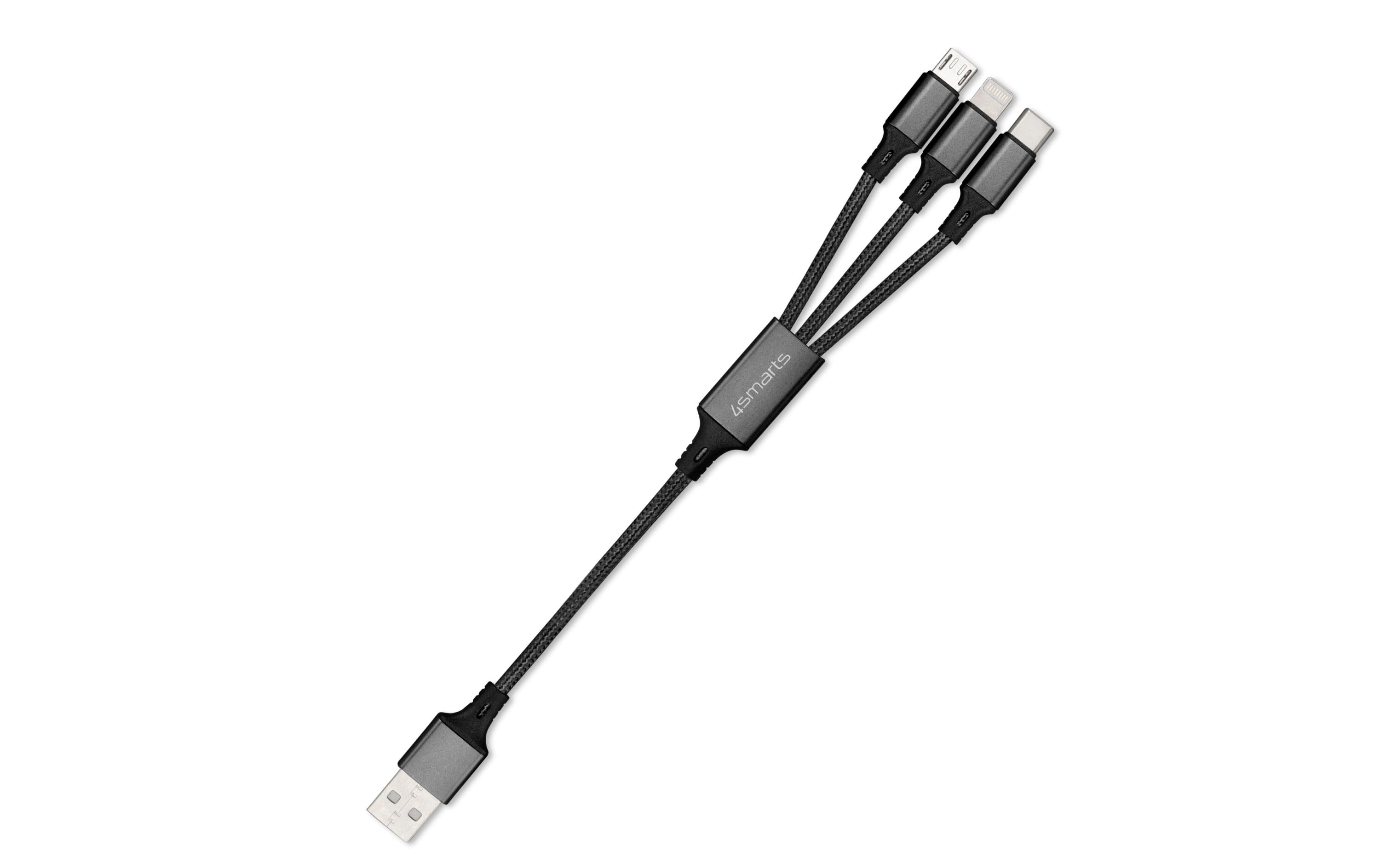 4smarts USB-Ladekabel 2.4A USB A - Lightning/Micro-USB B/USB C 0.2 m 4smarts USB-Ladekabel 2.4A USB A - Lightning/Micro-USB B/USB C 0.2 m