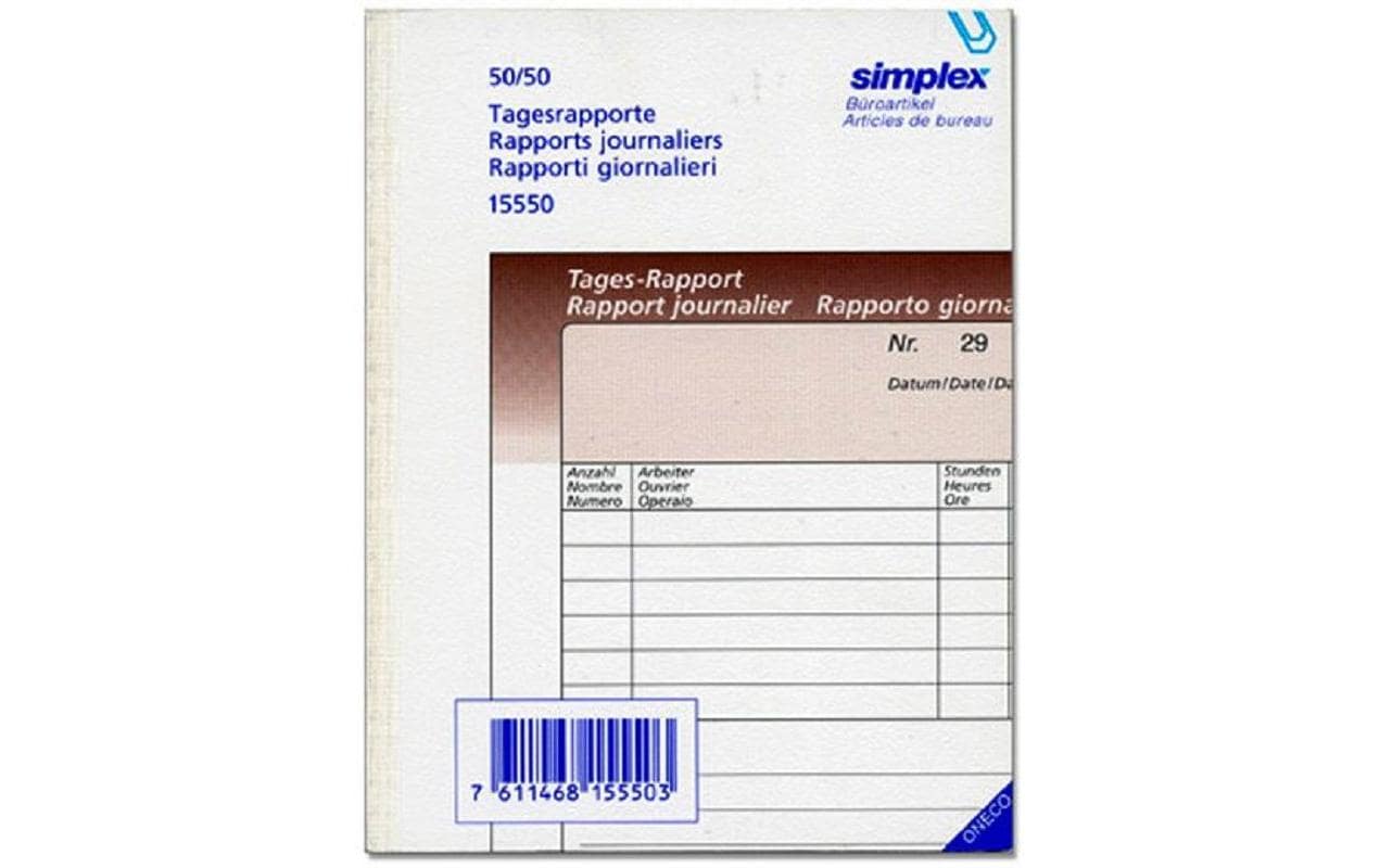 Simplex Durchschreibebuch A6 50 x 2 Blatt Tages-Rapport