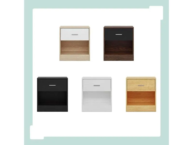 relaxdays Nachttisch 39 x 41 cm, Schwarz/Braun , 2er Set relaxdays Nachttisch 39 x 41 cm, Schwarz/Braun , 2er Set
