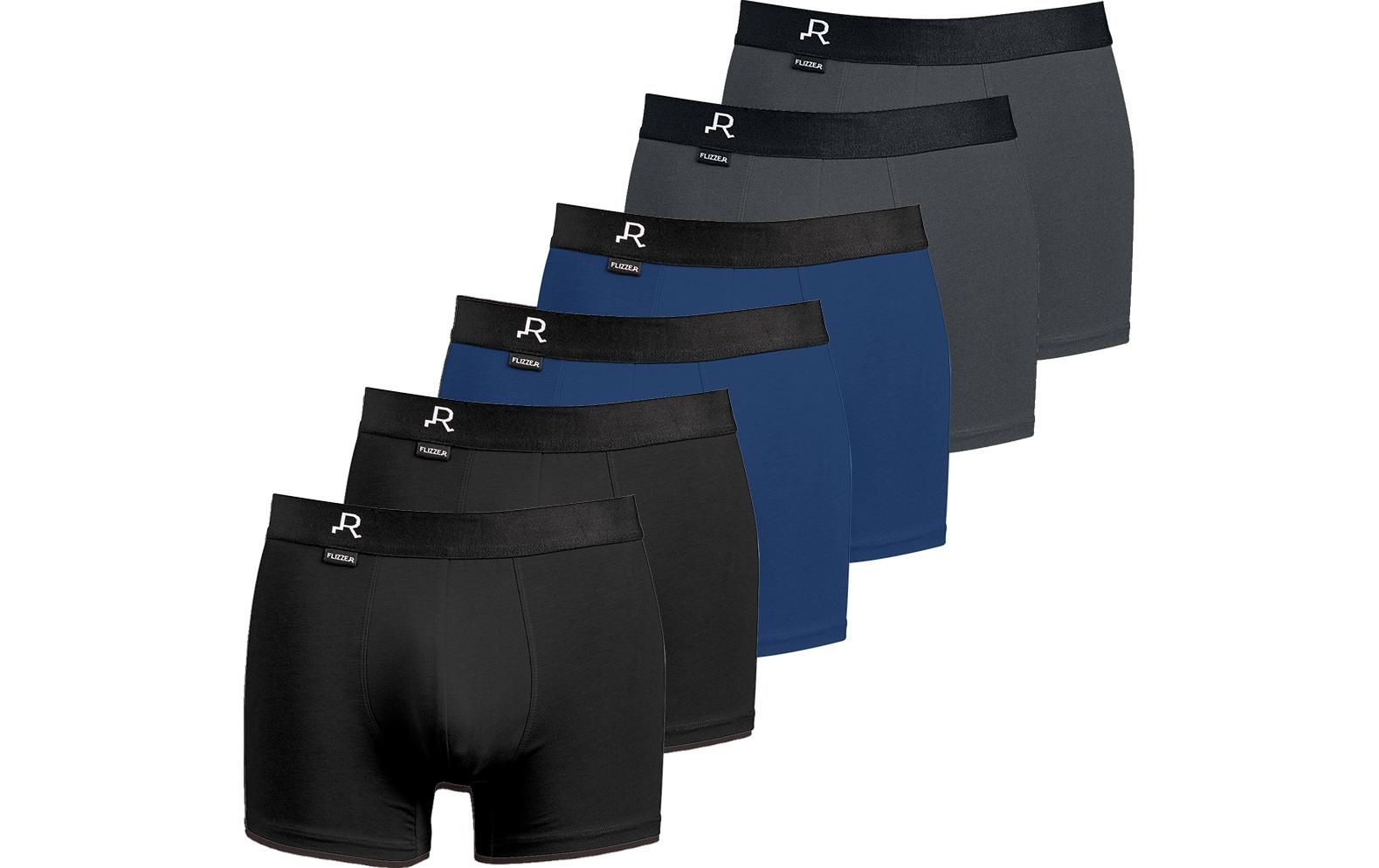 FLIZZER Unterhosen Trunk MIX 6er Pack Blau/Grau/Schwarz, S FLIZZER Unterhosen Trunk MIX 6er Pack Blau/Grau/Schwarz, S