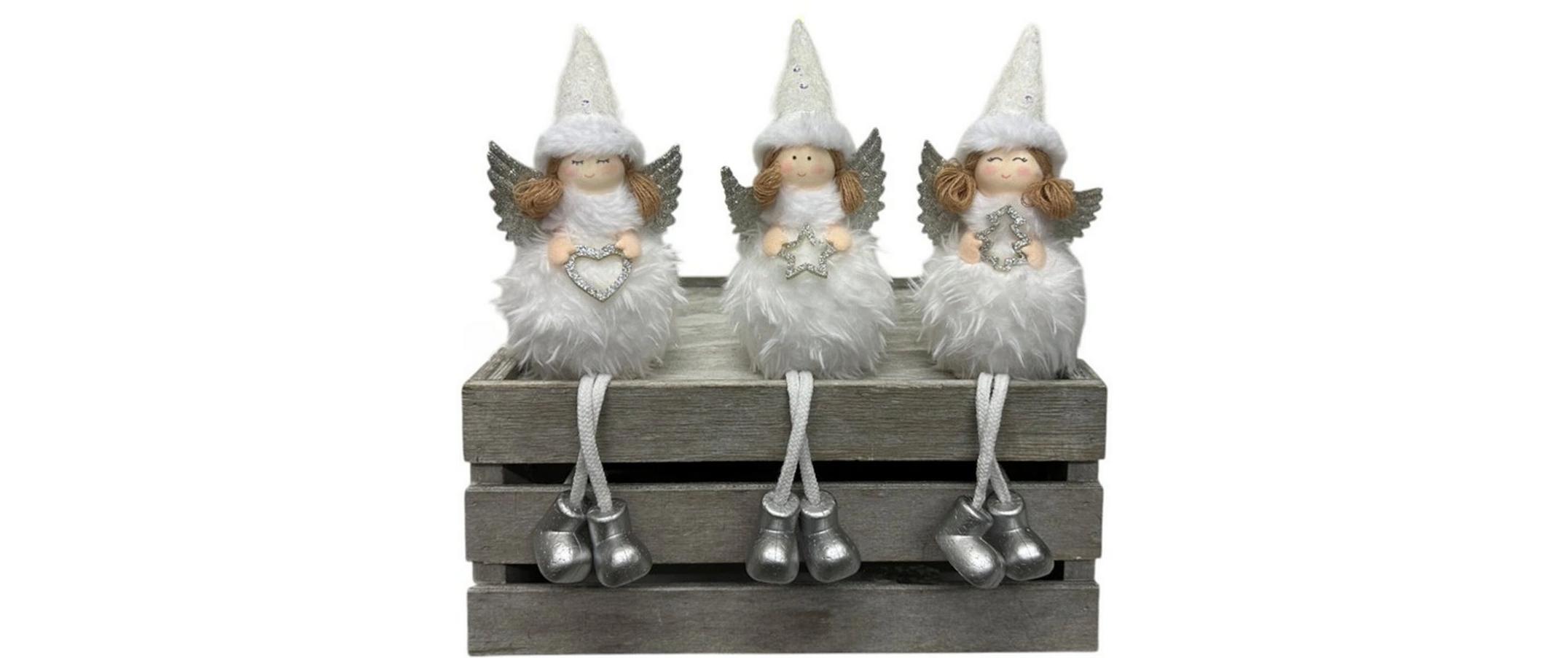 Dameco Weihnachtsfigur Engel 3-er Set, Weiss
