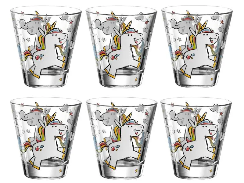 Leonardo Kindertrinkglas Bambini Einhorn, 215 ml, 6 Stück