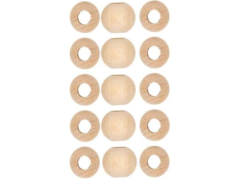 lalana Holzperlen Hölzerne Perlen 15 mm, 15 Stück