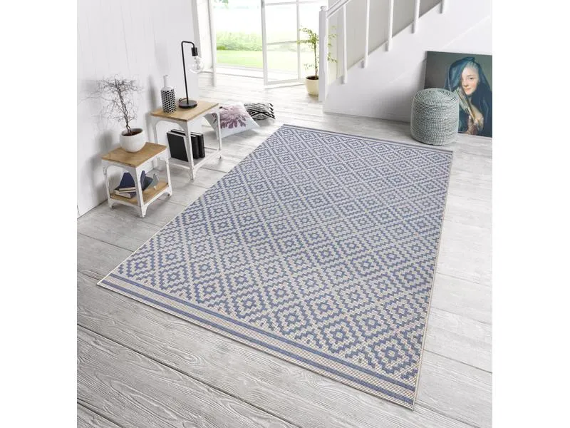 Hanse Home Raute In- & Outdoor Teppich 160 x 230 cm, Blau/Crème Hanse Home Raute In- & Outdoor Teppich 160 x 230 cm, Blau/Crème