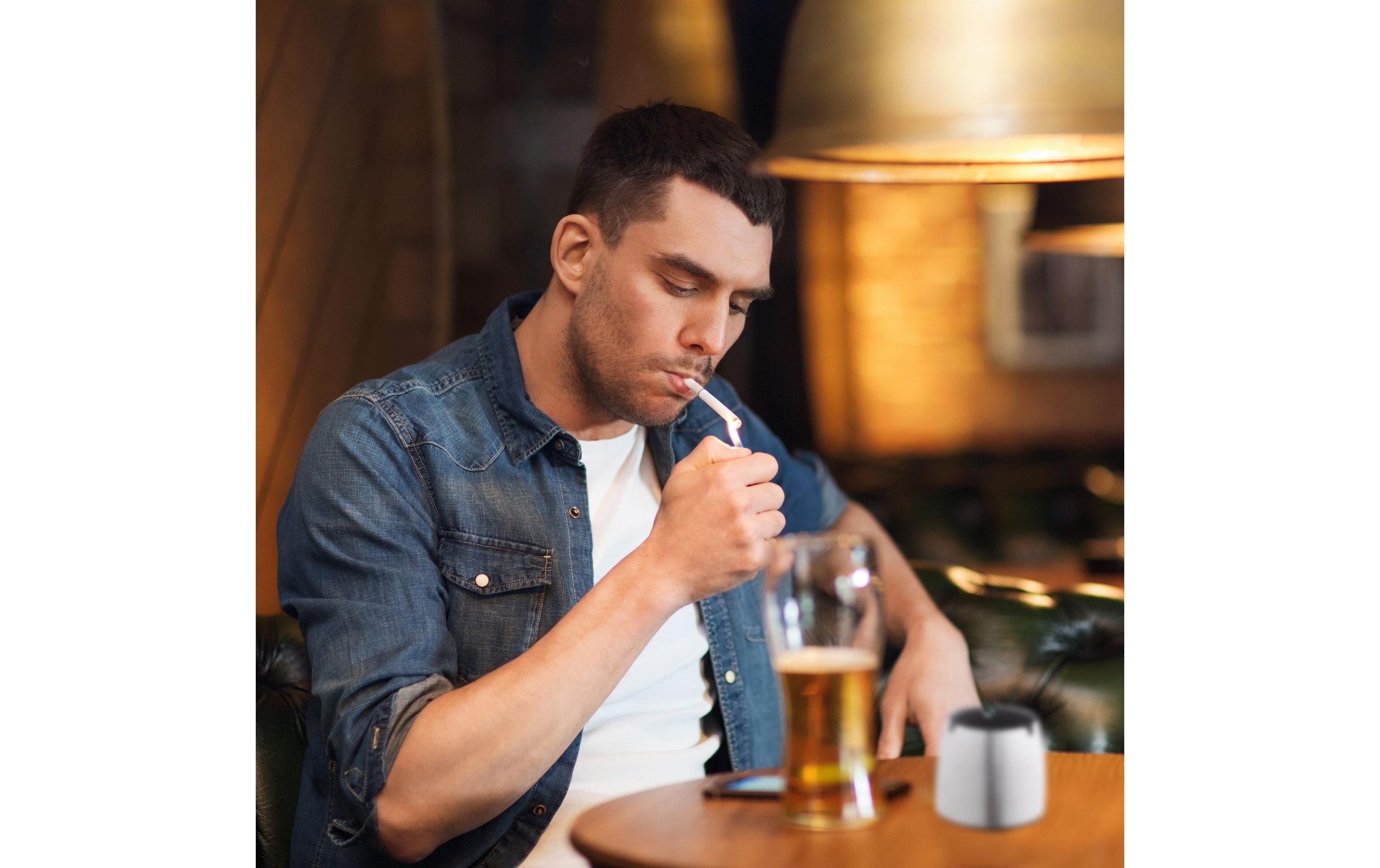 relaxdays Aschenbecher Edelstahl Silber