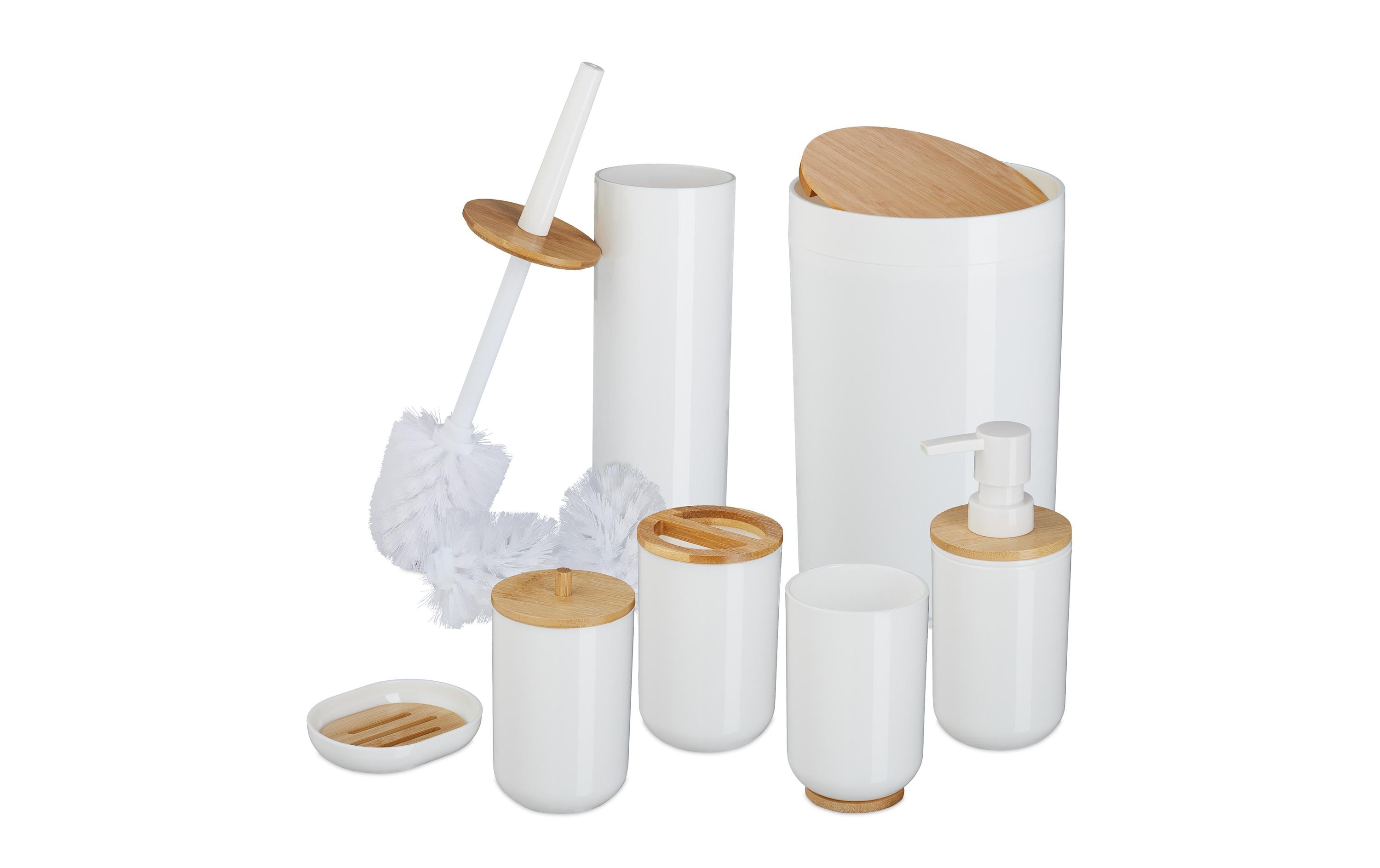 relaxdays Badezimmer-Set 7-teilig, Schwarz