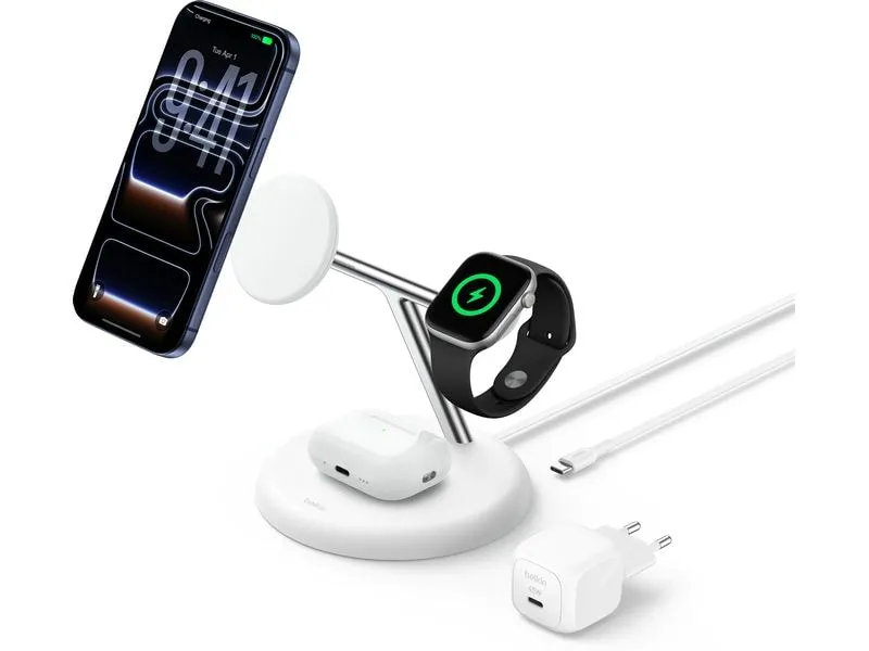 Belkin UltraCharge 3-in-1, 25W, Qi2, weiss