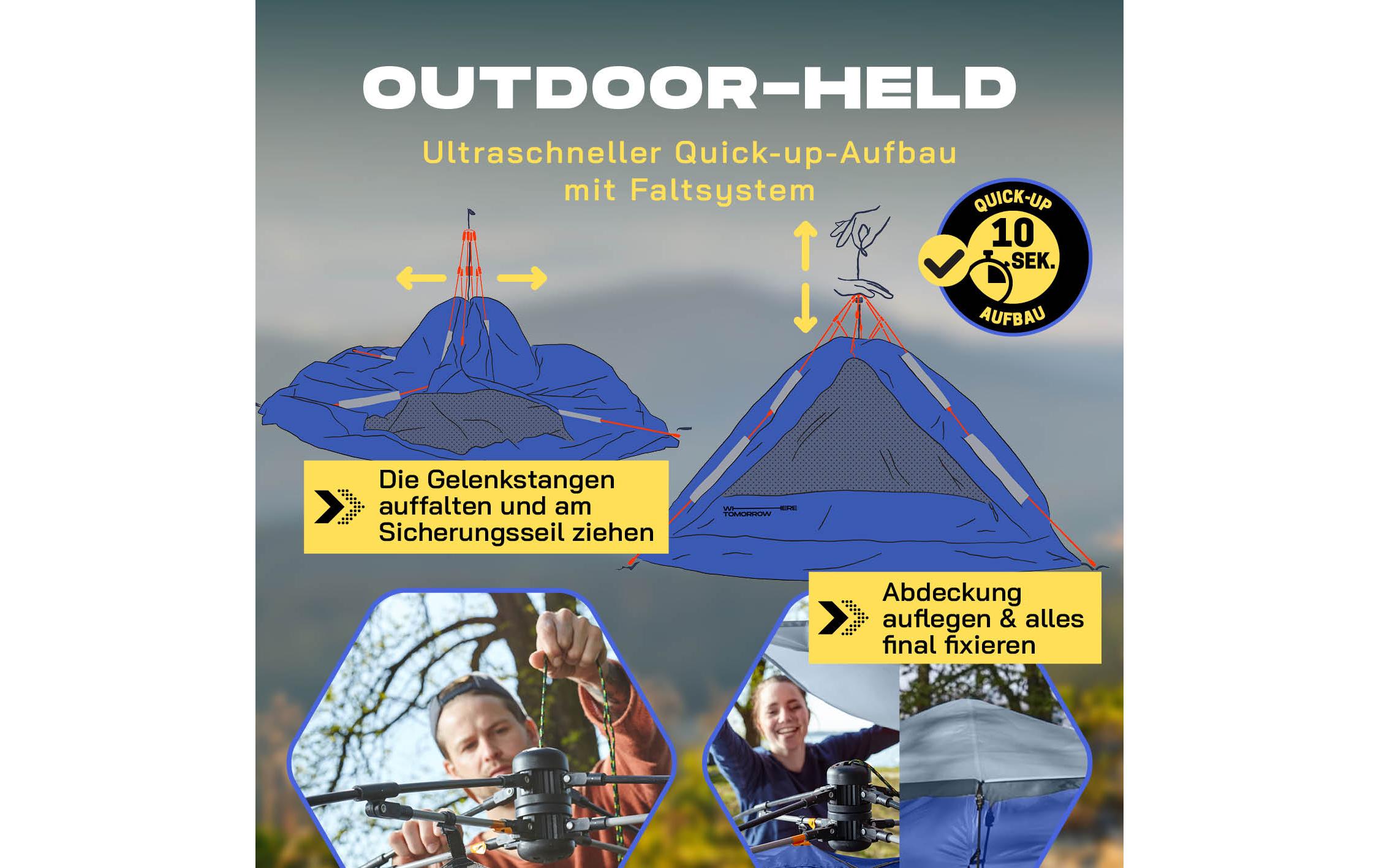 Where tomorrow Drei Personenzelt Pop-Up - Blau