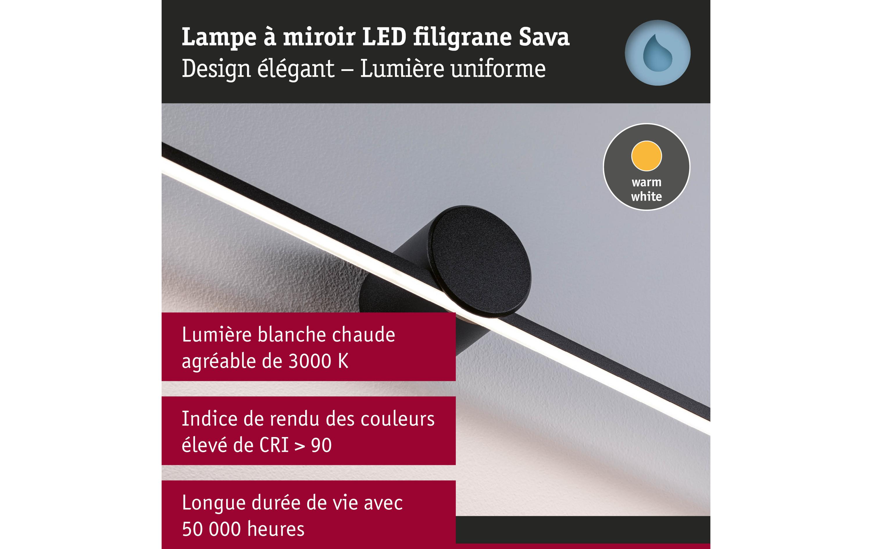 Paulmann Spiegelleuchte LED Sava 7.5W Schwarz