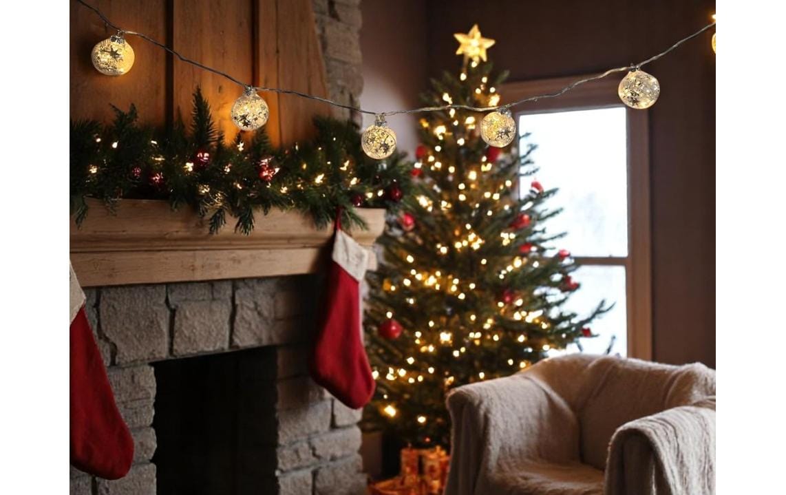 Dameco LED Lichterkette Silber Stern, 180 cm