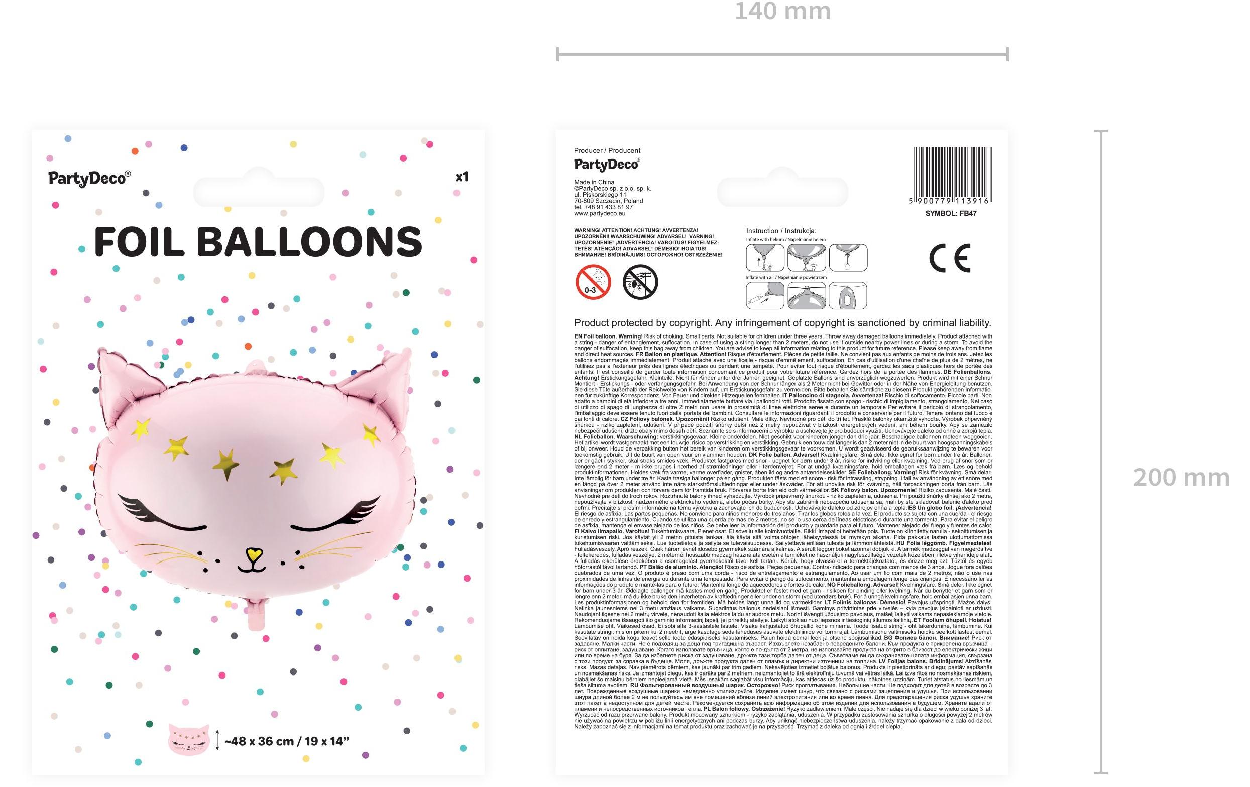 Partydeco Folienballon Cat Rosa