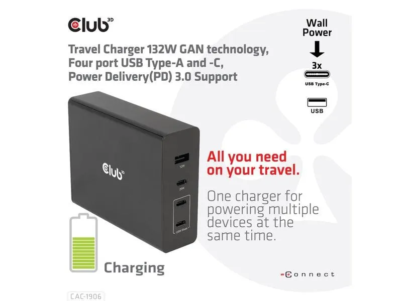 Club 3D USB-Wandladegerät CAC-1906