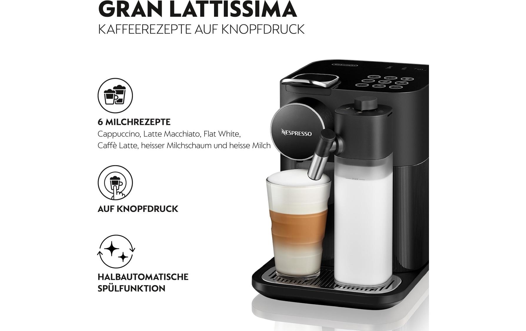 De'Longhi Kaffeemaschine Nespresso Gran Lattissima EN640.B Schwarz