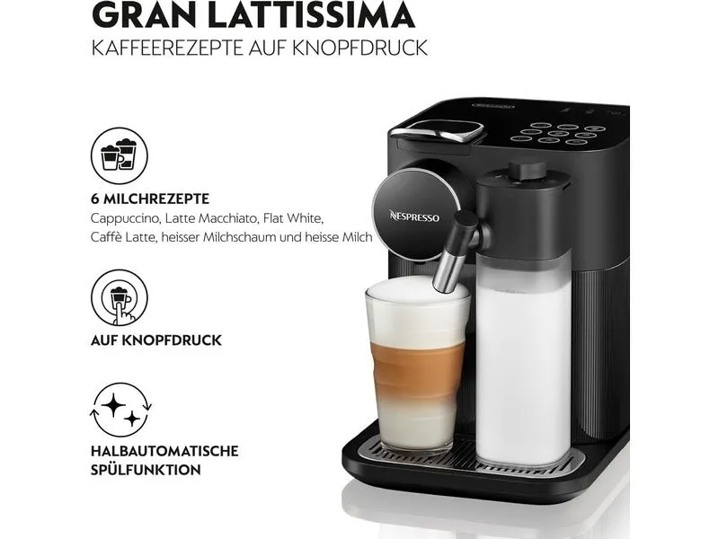 De'Longhi Kaffeemaschine Nespresso Gran Lattissima EN640.B Schwarz