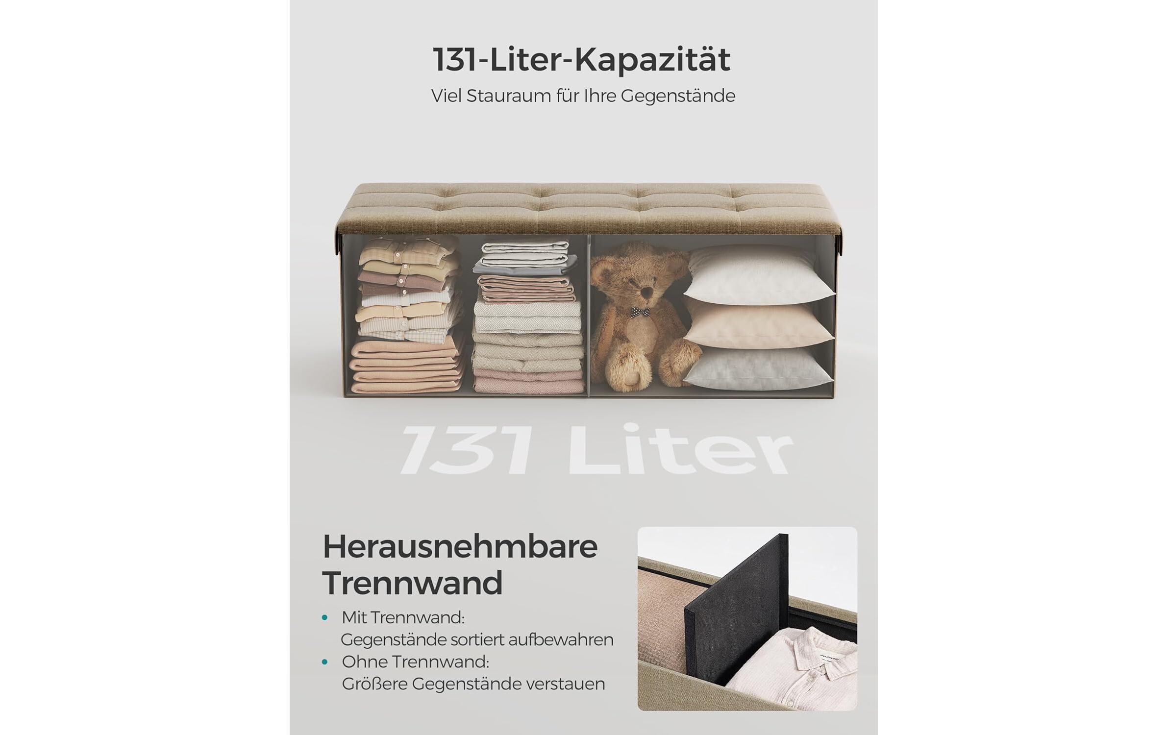 Songmics Sitztruhe Ottomane 110 x 38 cm, Beige