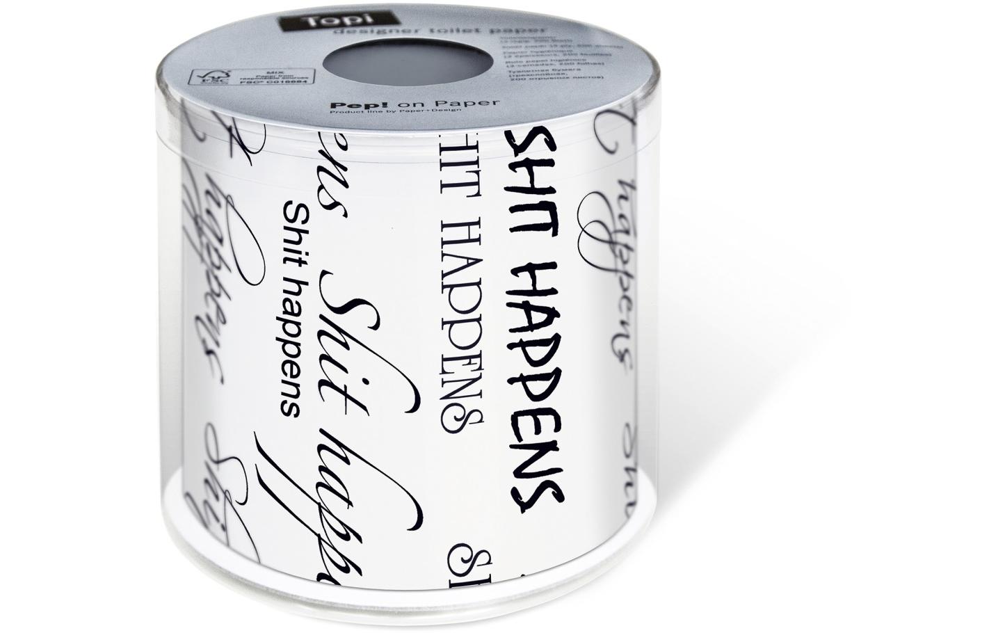 Paper + Design Toilettenpapier Shit happens Rollen, 3-lagig, Weiss