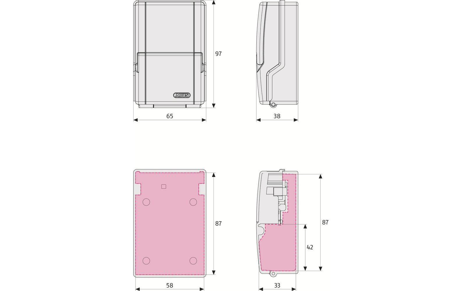 Abus Schlüsselsafe 727 Mini KeyGarage, Wandmontage Grau Abus Schlüsselsafe 727 Mini KeyGarage, Wandmontage Grau