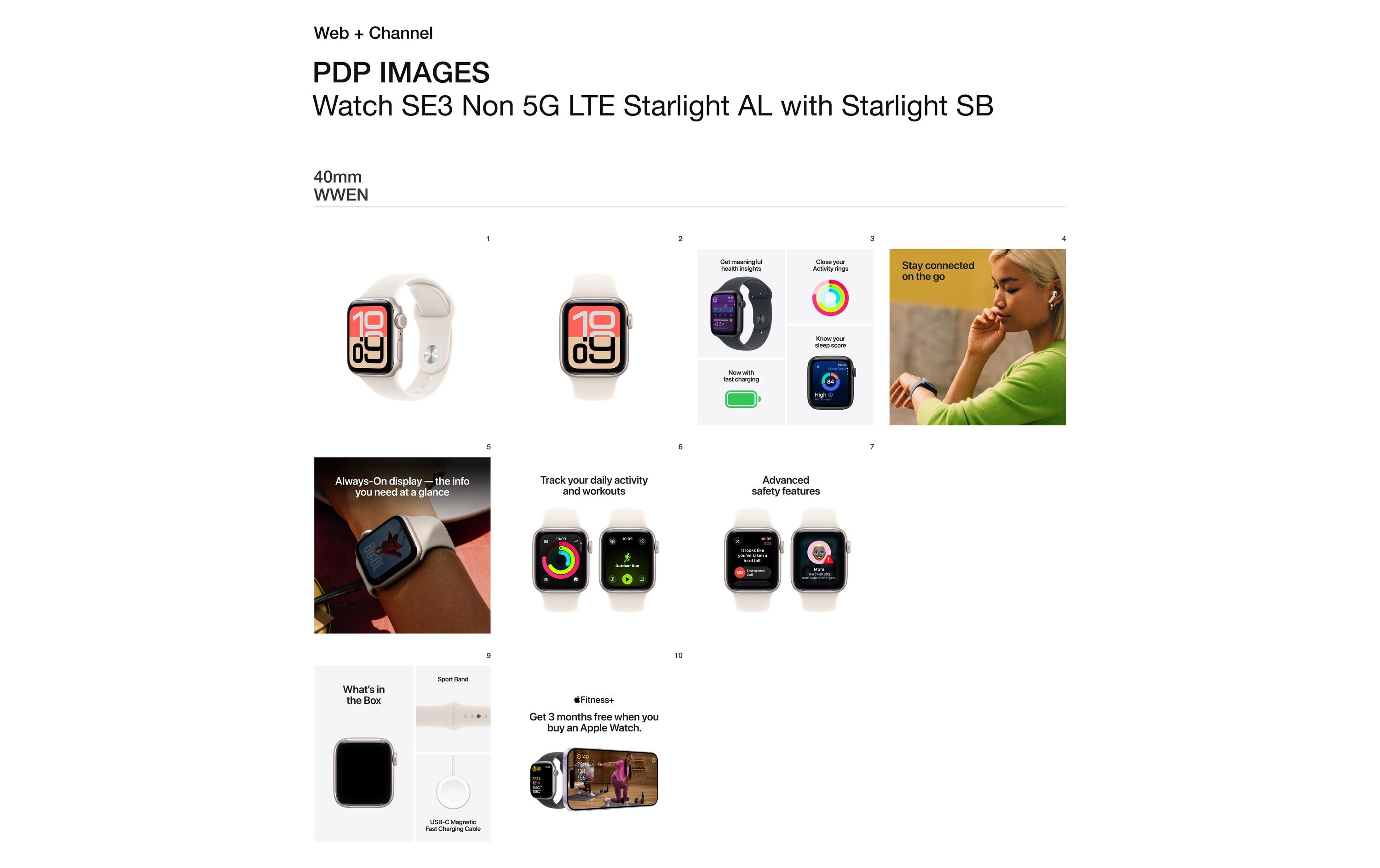 Apple Watch SE 3 40 mm GPS Sport Band Starlight M/L