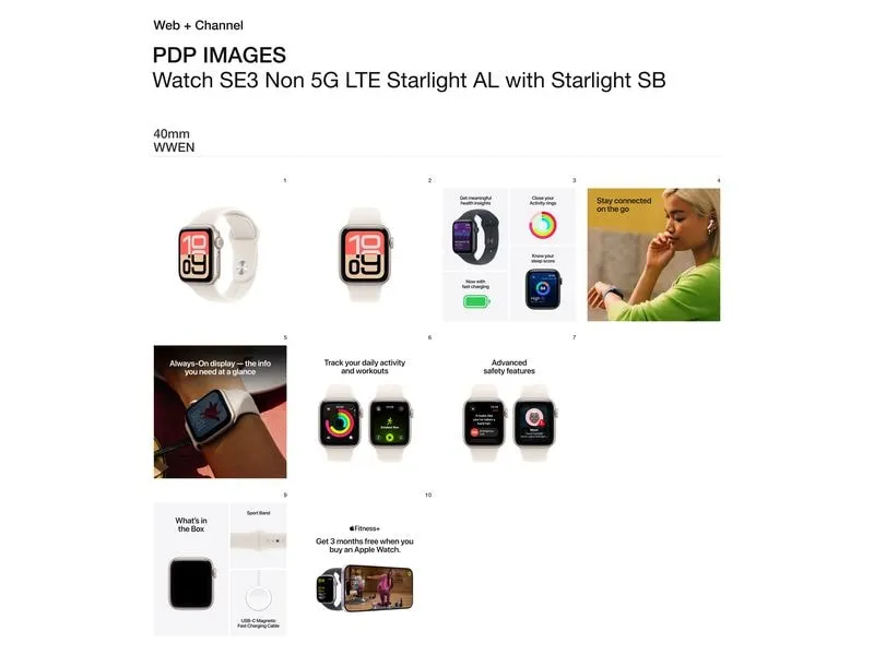 Apple Watch SE 3 40 mm GPS Sport Band Starlight M/L Apple Watch SE 3 40 mm GPS Sport Band Starlight M/L